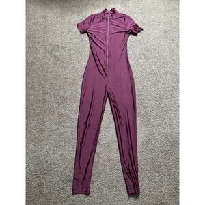 Women’s Medium Fit In Maroon Zip Up Short Sleeve Body Suit Jumpsuit
